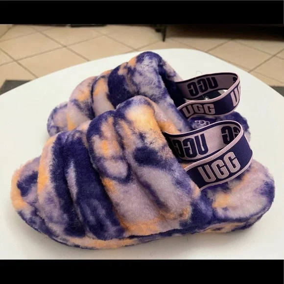 UGG Fluff Yeah fluffy slide in violet marble - Picture 9 of 12